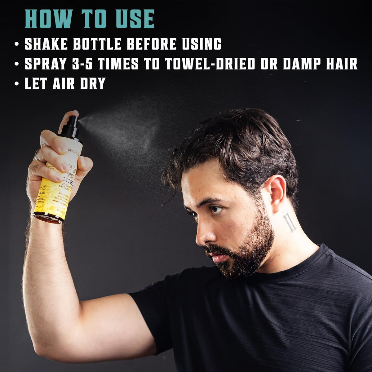 Texture du Spray de Sel Marin Viking Revolution sur cheveux