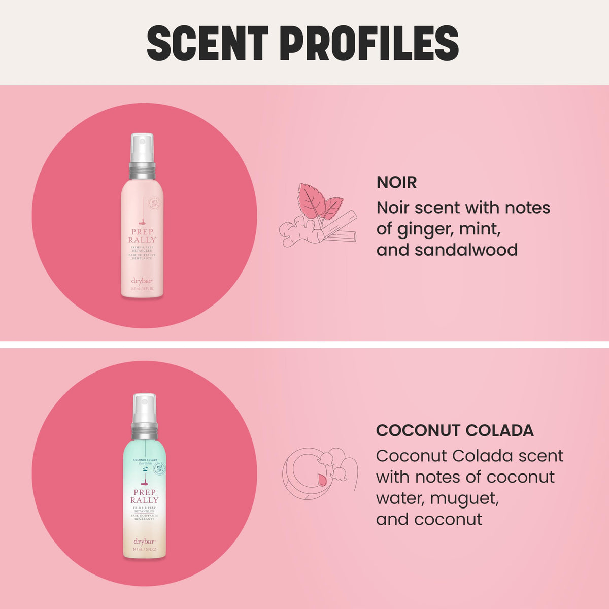 Texture du spray Drybar Prep Rally sur un fond blanc