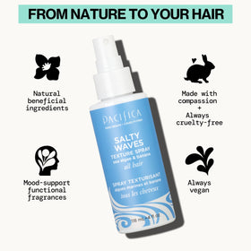 Texture du spray Salty Waves de Pacifica sur cheveux