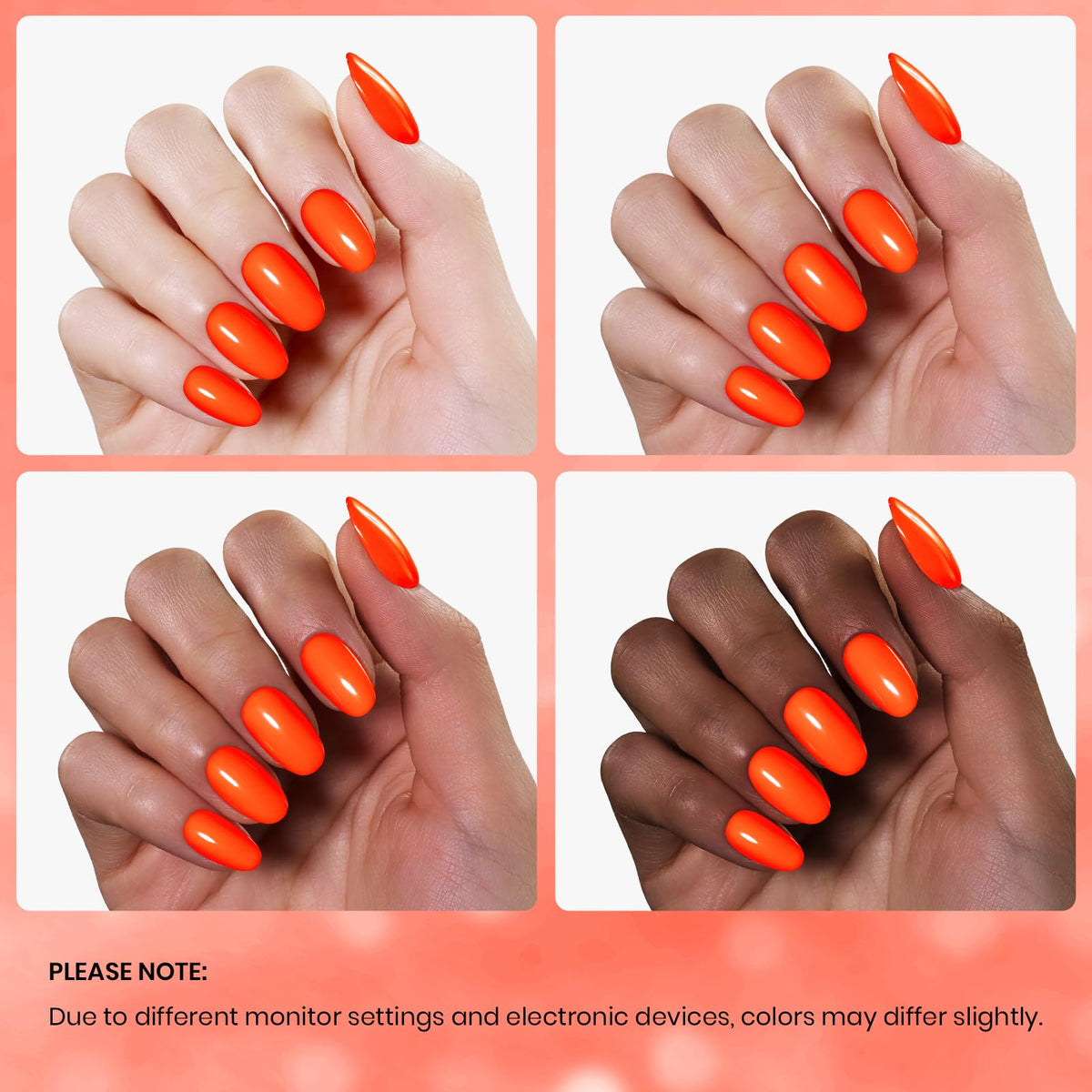 Texture du vernis gel orange fluo Beetles sur pinceau