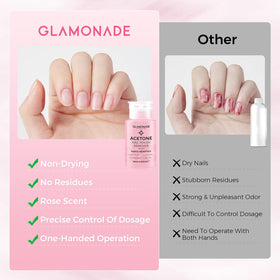 Texture et composition du dissolvant à ongles Glamonade