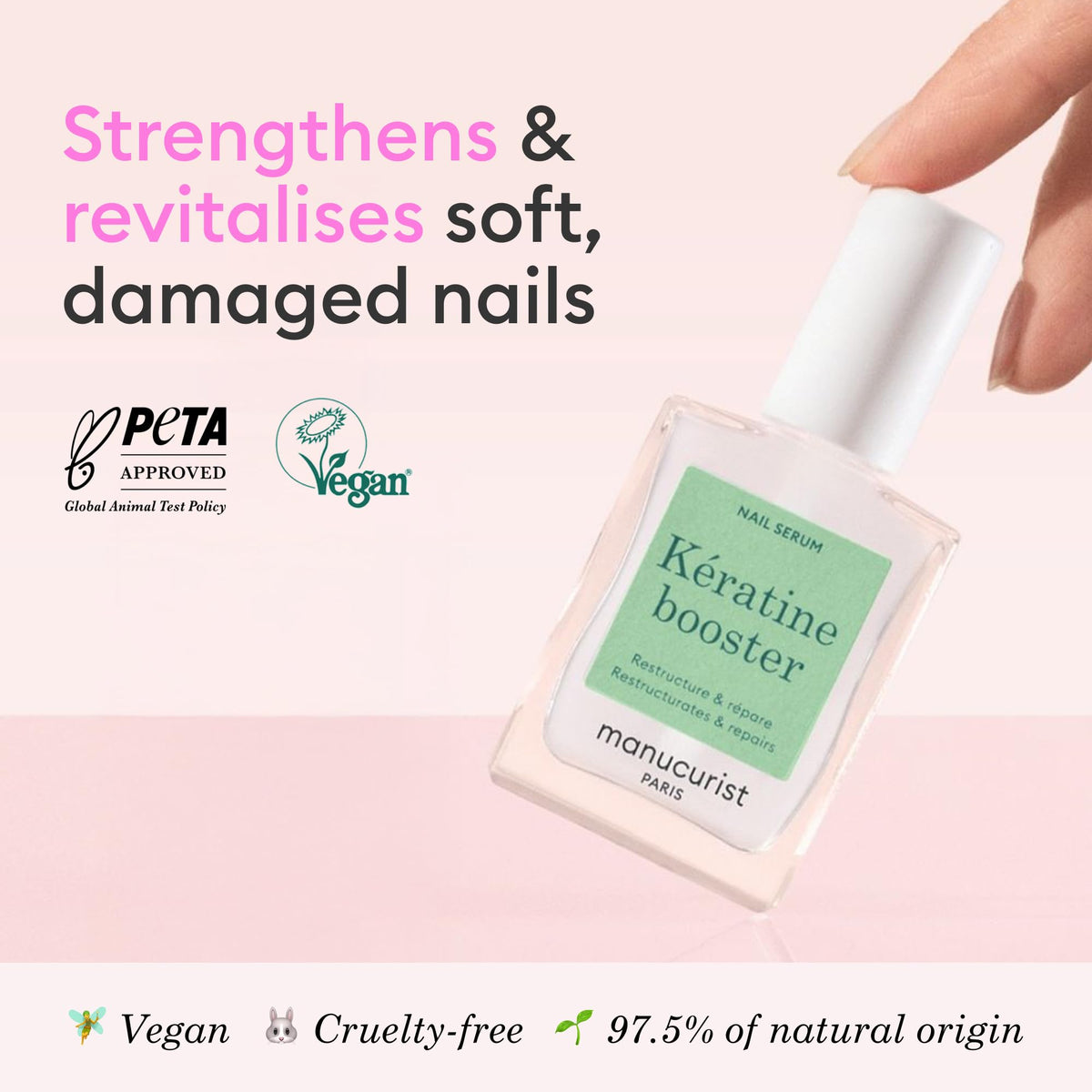 Texture fluide du sérum Manucurist sur un ongle
