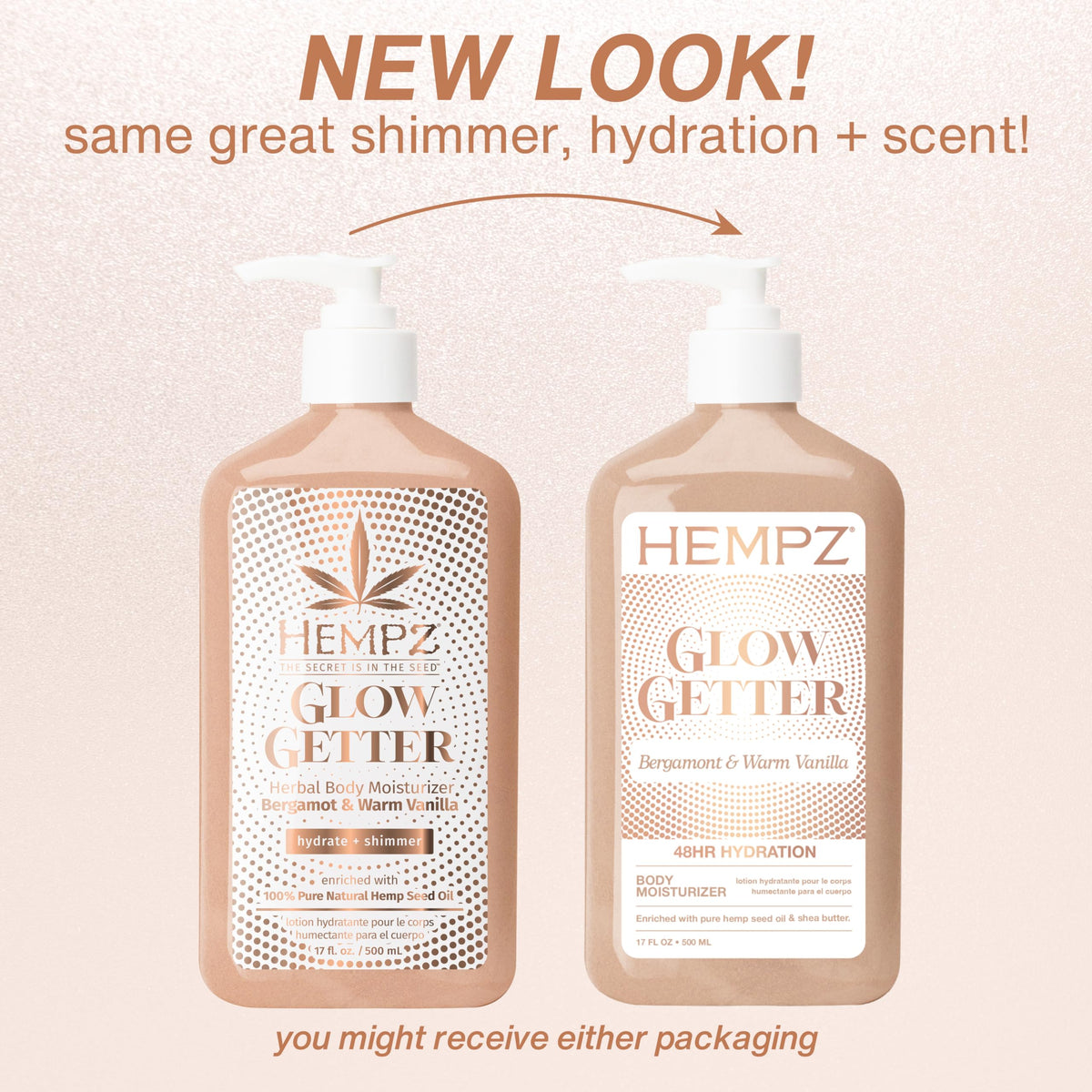 Texture légère de la lotion Hempz Glow Getter sur la peau