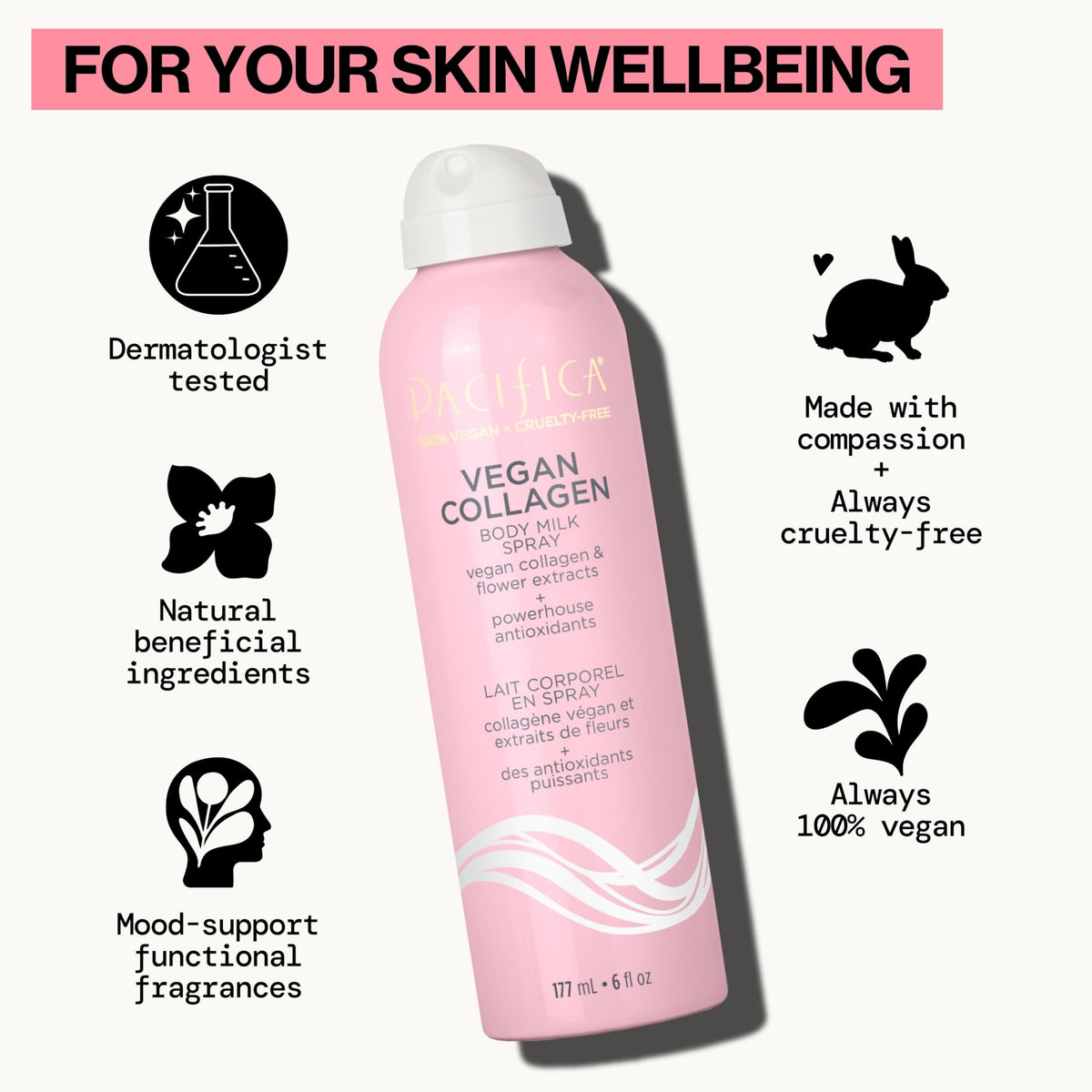Texture légère de la lotion spray Pacifica sur la peau