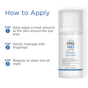 Texture légère du gel pour les yeux EltaMD sur un doigt