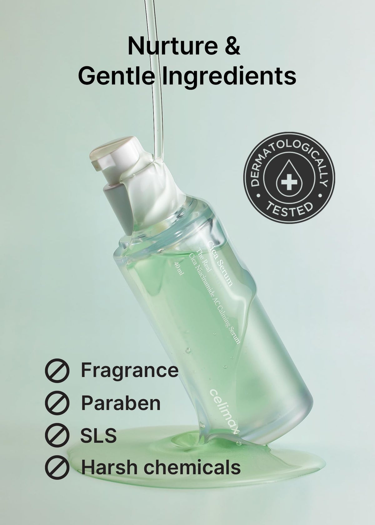 Texture légère du sérum celimax sur une main