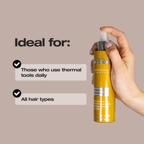 Texture légère du spray thermique à la kératine