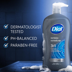 Texture mousseuse du Dial Gel Douche 3-en-1 sur un gant de toilette