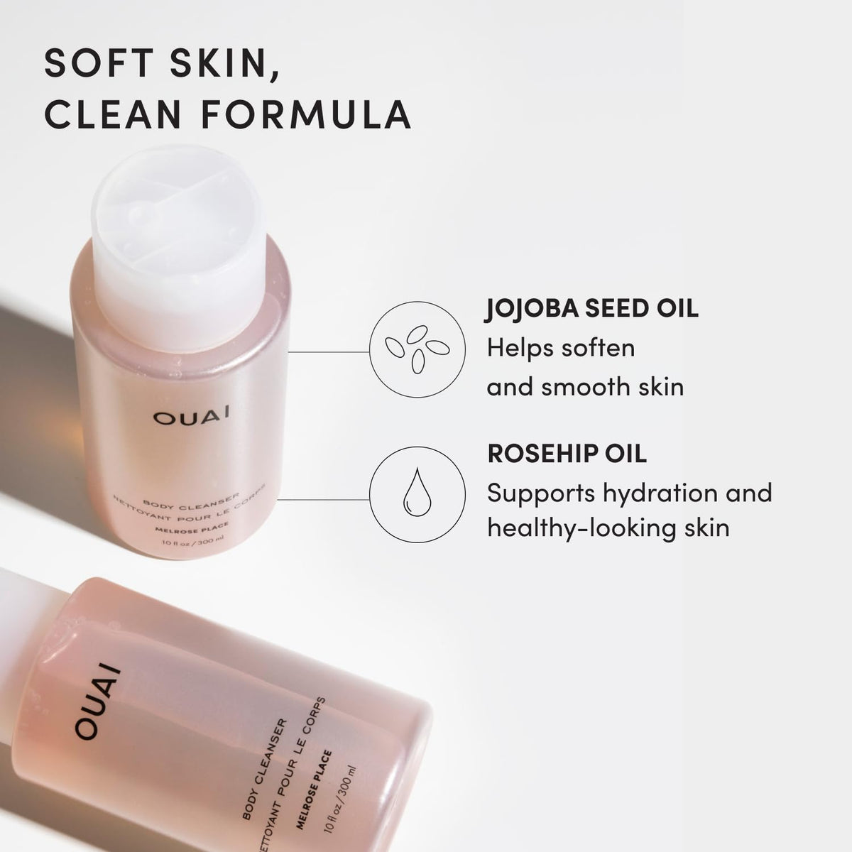 Texture mousseuse du gel douche OUAI