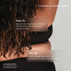 Textures de crème corporelle Advanced Clinicals à l'huile de coco sur une surface