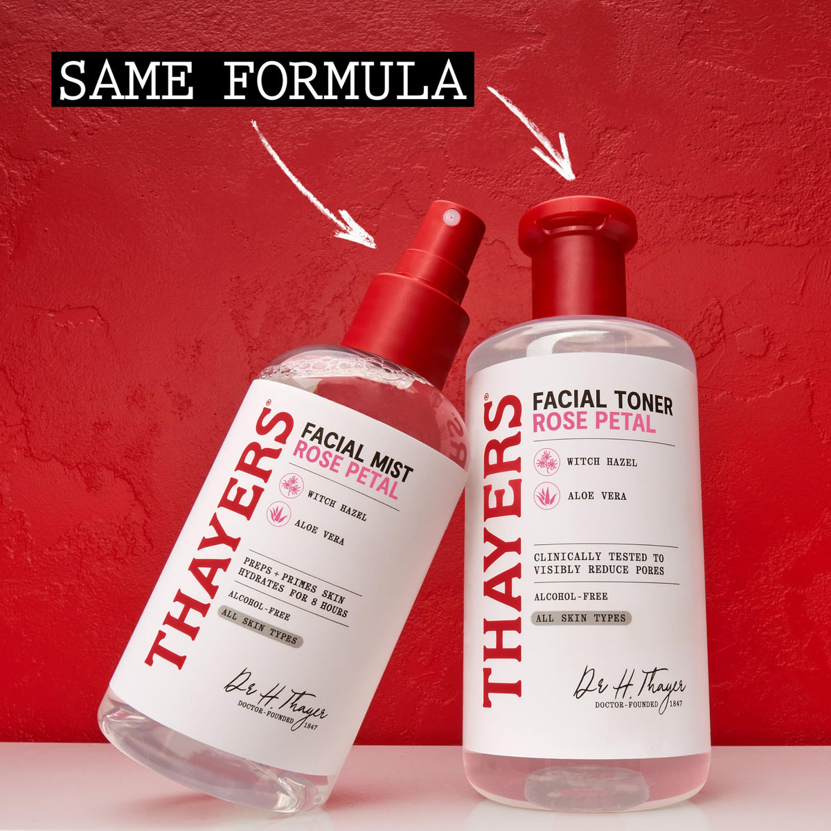 THAYERS brume tonique visage sans alcool 236ml à côté d'un miroir