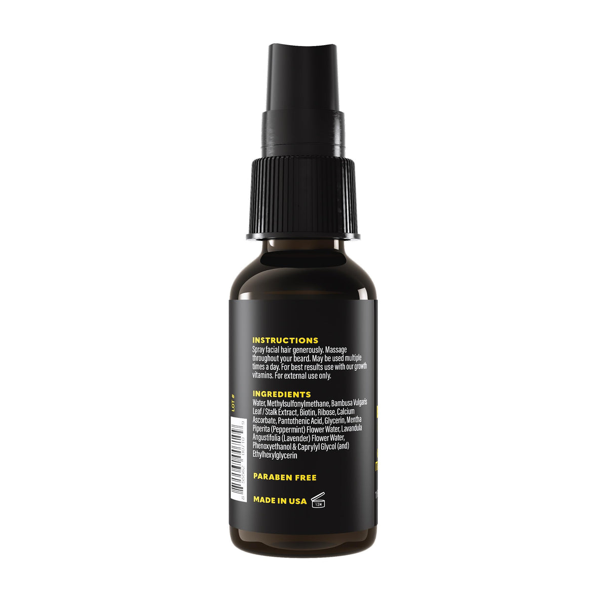 The Beard Club huile de croissance de barbe Biotin avec gouttes sur le sol