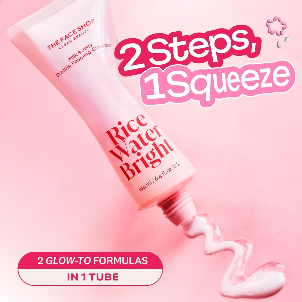 The Face Shop Nettoyant Double Action 2-en-1 tube ouvert montrant les deux formules