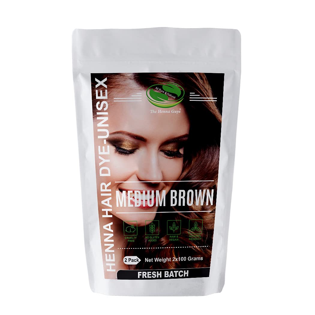 The Henna Guys Teinture Végétale pour Cheveux Brun Moyen 100g - Vue de face