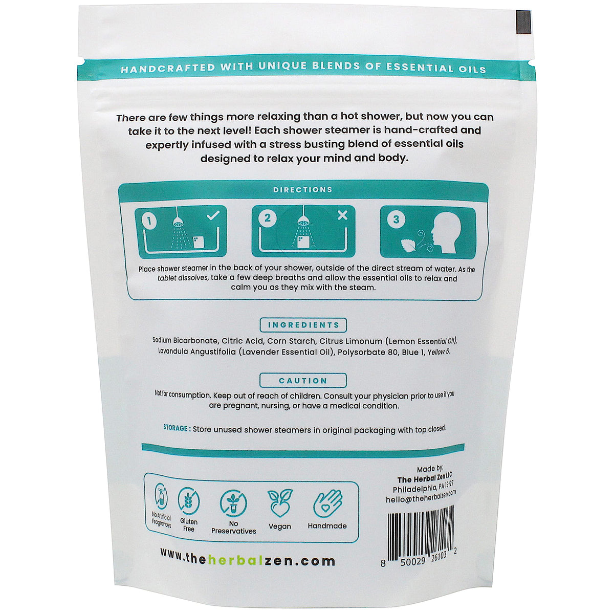The Herbal Zen Shower Steamers with essential oils background