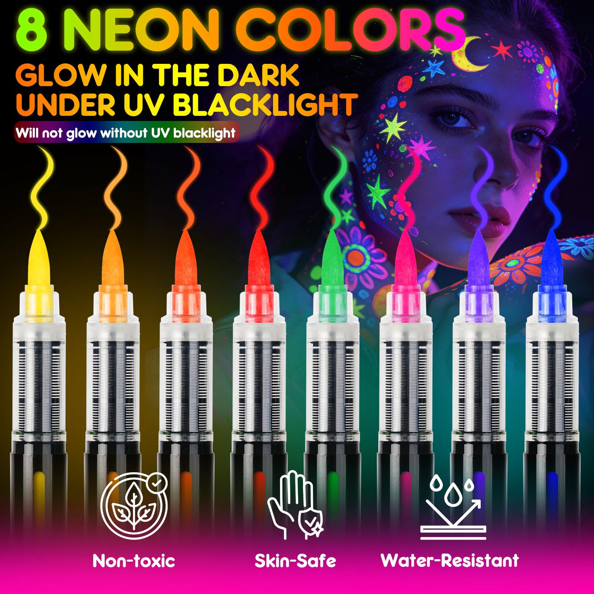 ThEast Peinture Corporelle UV couleurs vives sur des mains