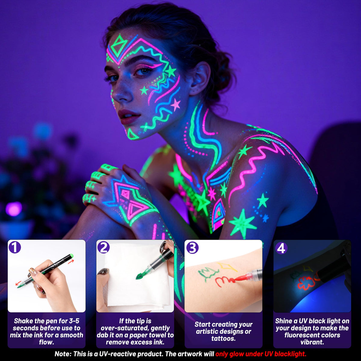 ThEast Peinture Corporelle UV en action lors d'une fête