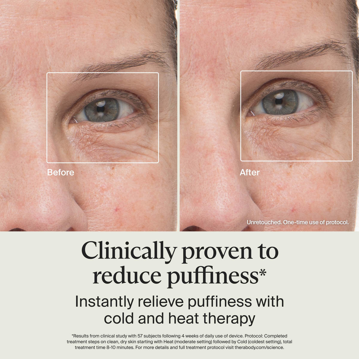 TheraFace Depuffing Wand en utilisation sur le contour des yeux