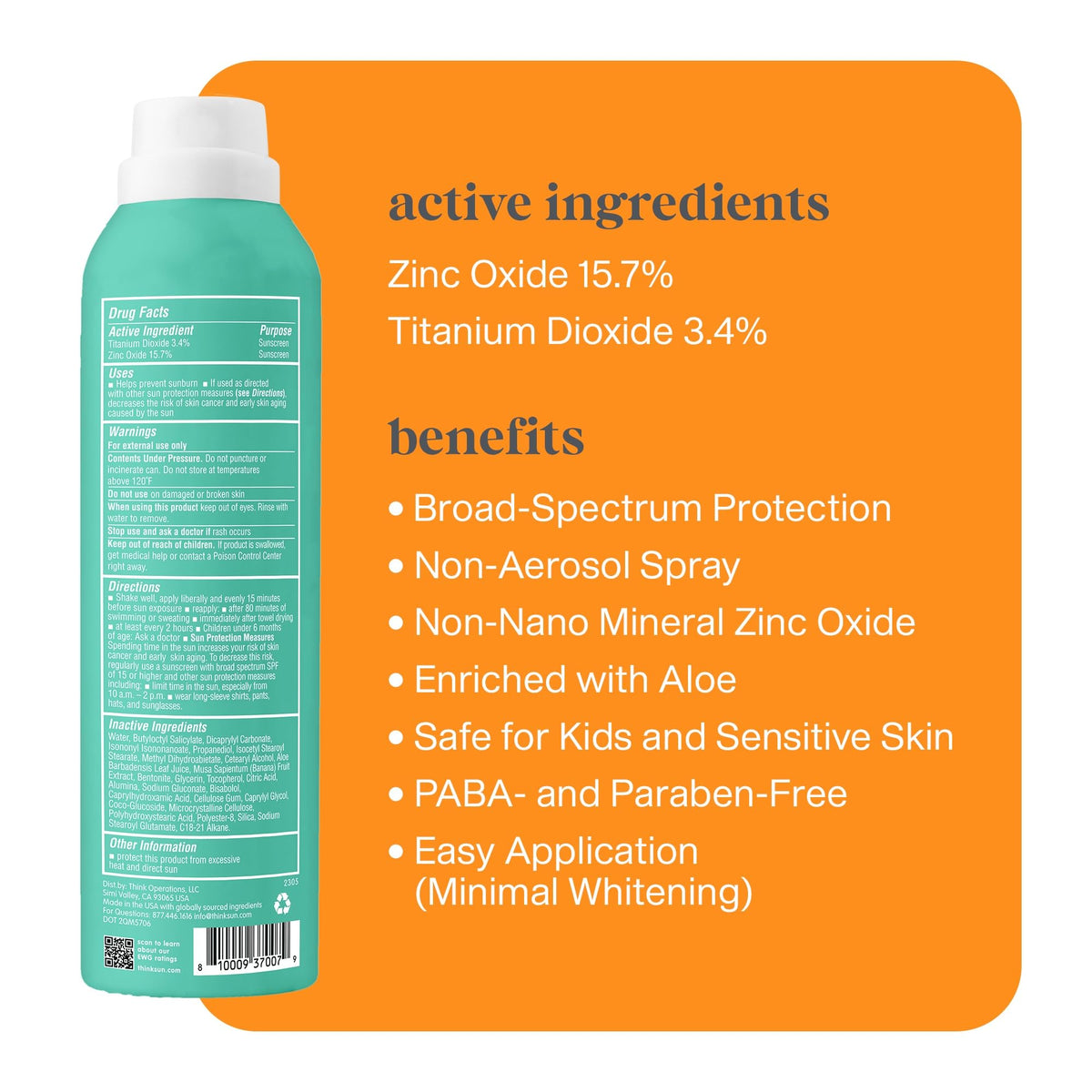 THINK Crème Solaire En Spray Enfant SPF 50+ côté