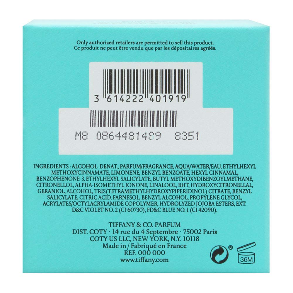 Tiffany & Co. Eau de Parfum 1 Oz packaging élégant
