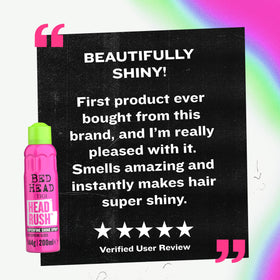 TIGI Headrush Spray de Brillance 150ml, en situation avec éclairage naturel