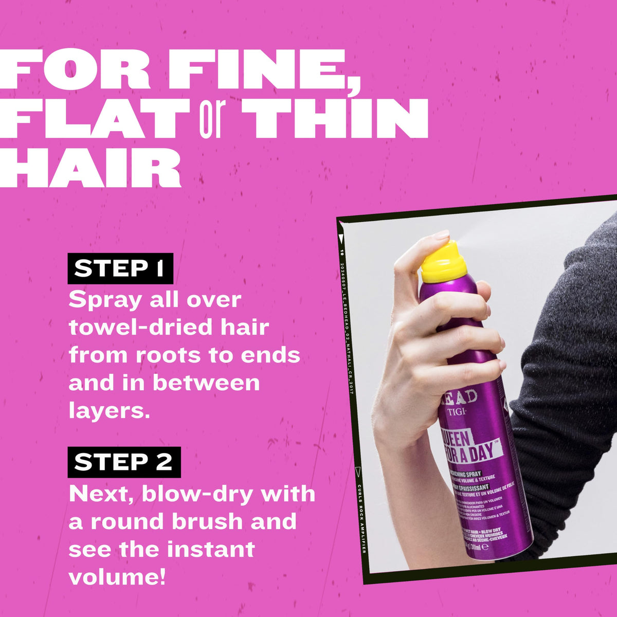 TIGI Spray Volumisant Queen For A Day 300ml en gros plan
