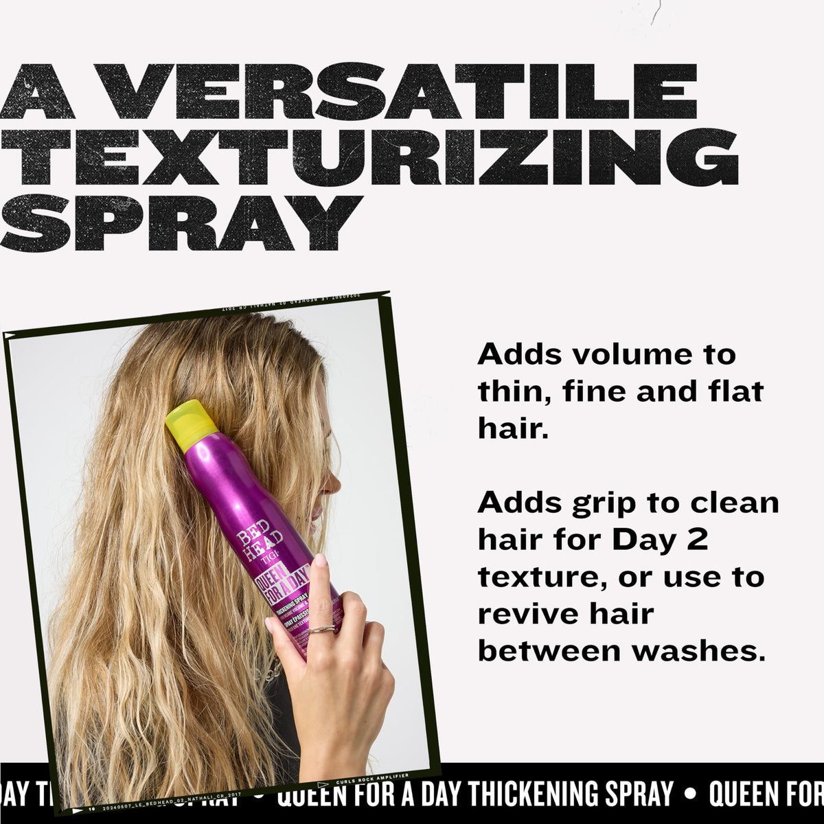 TIGI Spray Volumisant Queen For A Day 300ml en utilisation