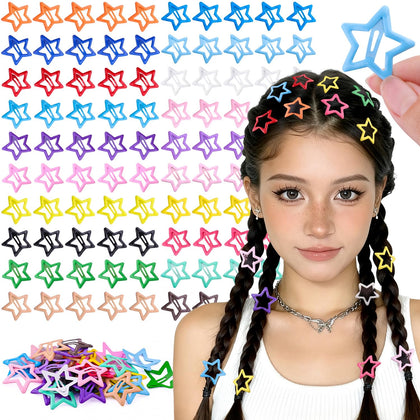 TINKRSTUFF Clips à Cheveux Étoiles Colorées 3 cm, vue de face
