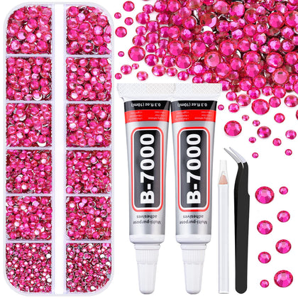 TINKRSTUFF kit de strass en résine hot pink avec 12 compartiments