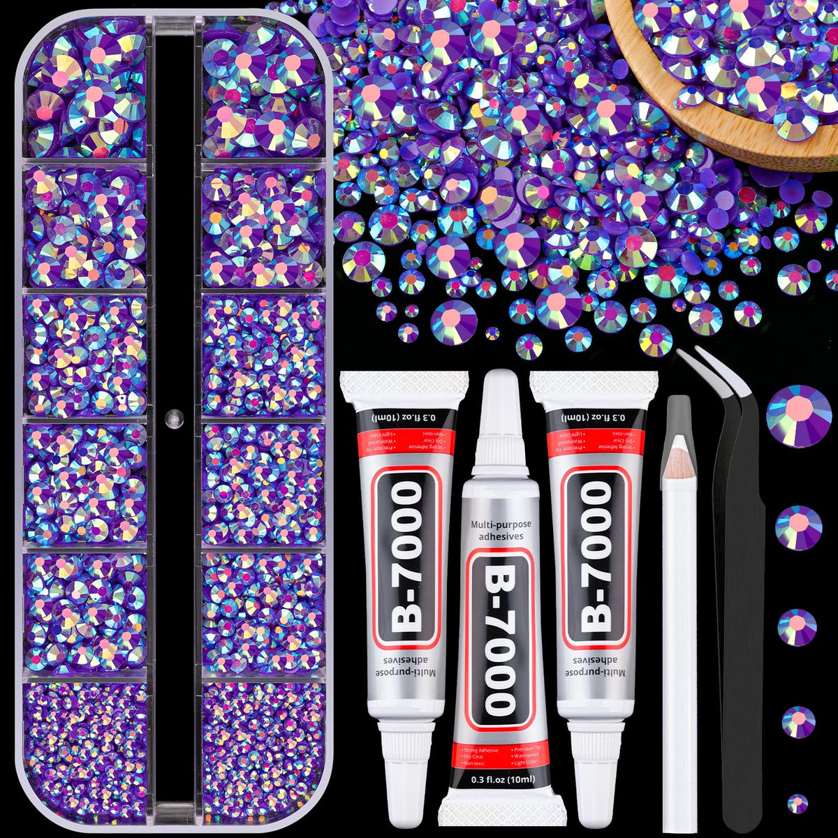 TINKRSTUFF Strass en Résine AB Violet Foncé vue de face