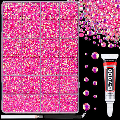 TINKRSTUFF Strass en Résine Hot Pink AB 25000 Pcs boîte avec compartiments