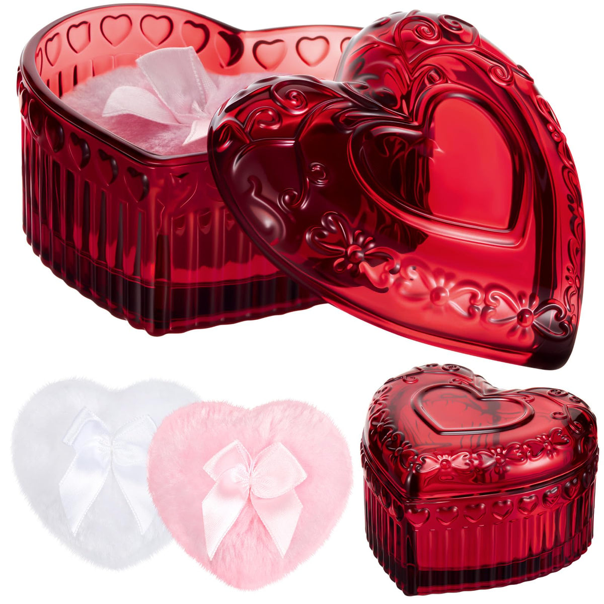 Tioncy ensemble de puffs en velours et conteneur en verre cristal