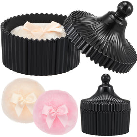 Tioncy set de 3 pièces avec puffs et conteneur en verre noir