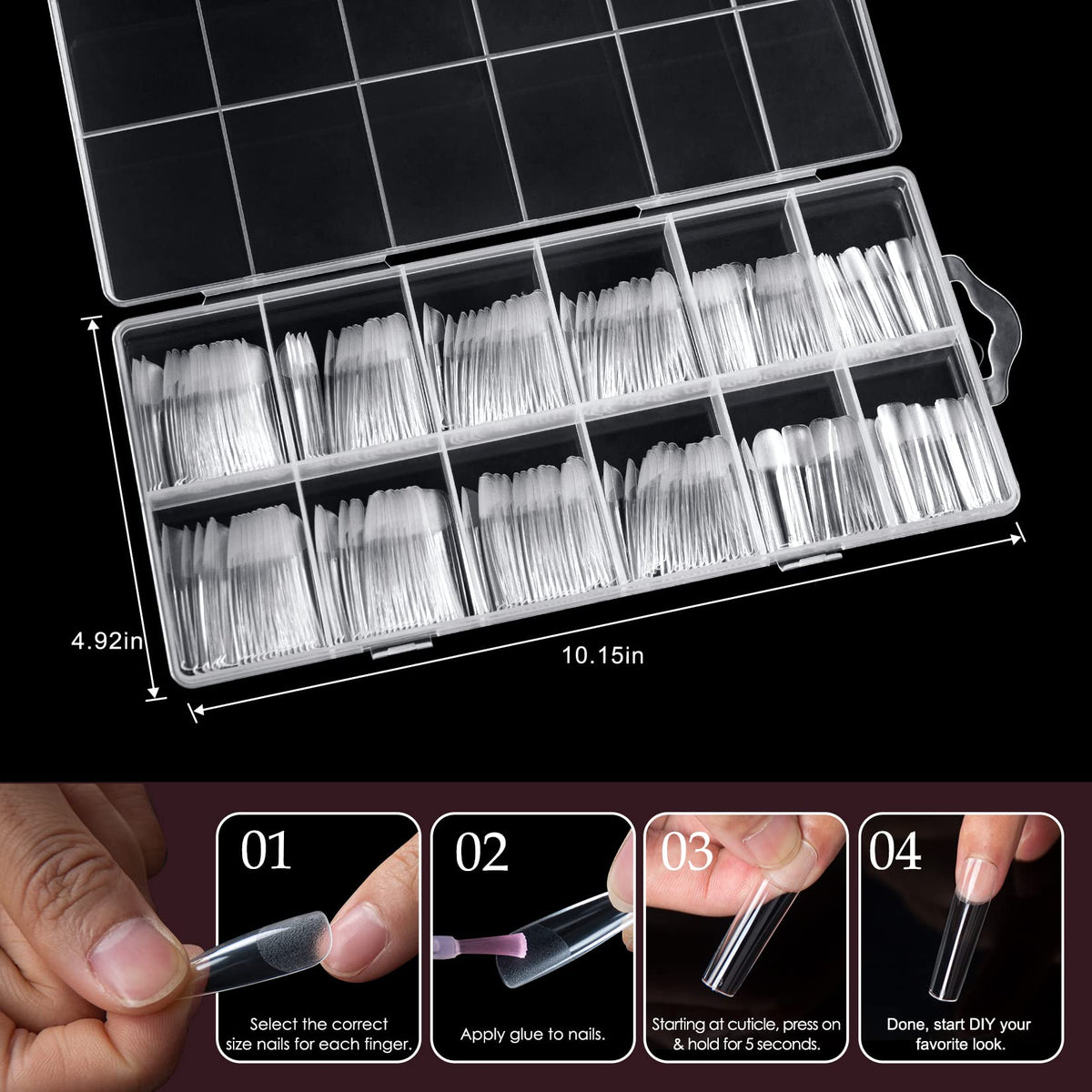 tips à ongles longs en gel souple ranrose sur fond clair