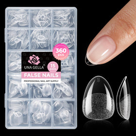 Tips à ongles UNA GELLA extra court en forme d'amande, vue de face