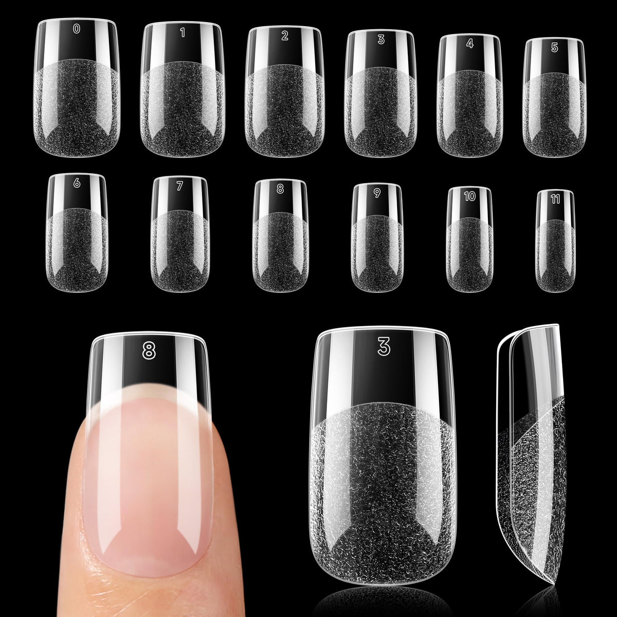 Tips d'ongles carrés courts UNA GELLA vue de face