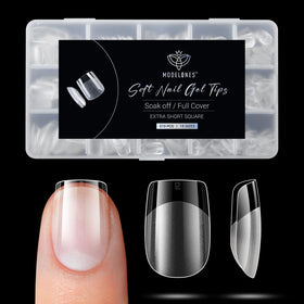 Tips d'ongles carrés extra courts Modelones, vue de face
