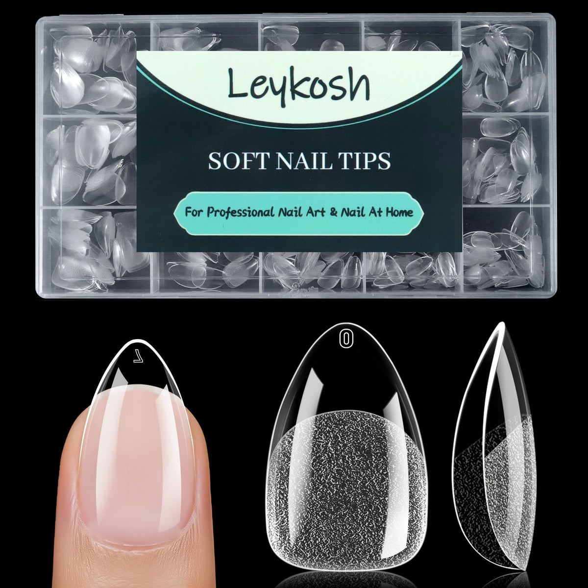 Tips d'ongles courts LEYKOSH 240 PCS transparent avant vue