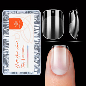 Tips d'ongles en gel préformés XS carrés modelones, vue de face