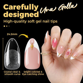 Tips en gel amande UNA GELLA adaptés à différentes tailles d'ongles