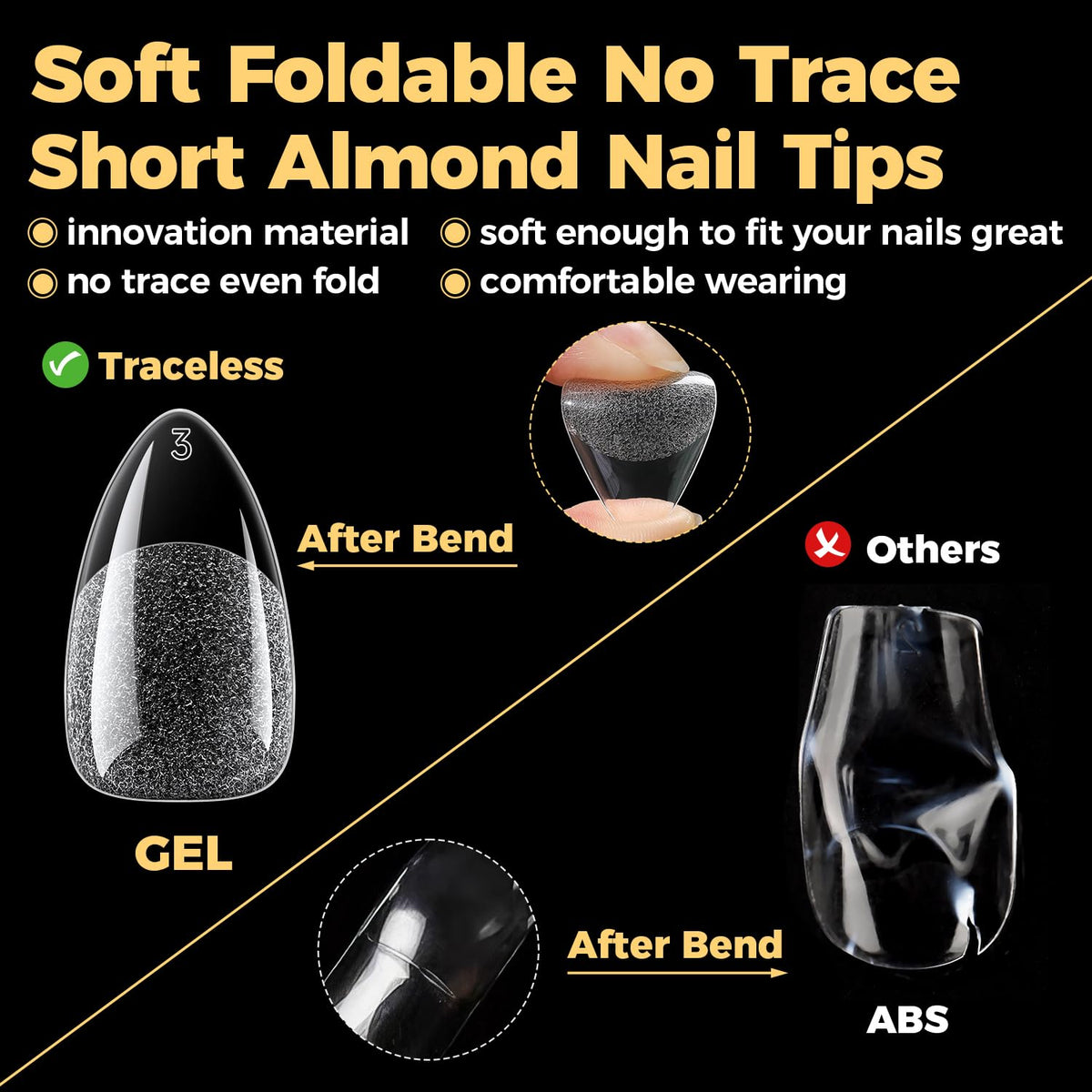 Tips en gel UNA GELLA montrant leur flexibilité