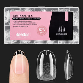 Tips ongles courts ovales beetles 576 pcs, vue de face