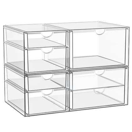 Tiroirs de rangement empilables YFXCVSL en acrylique transparent vue de face