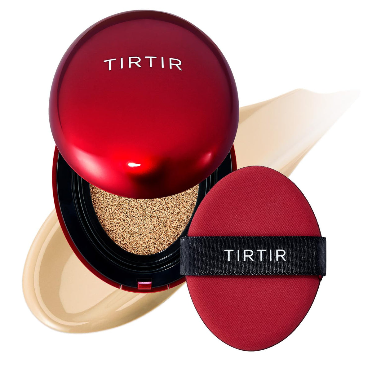 TIRTIR Masque Fit Cushion Rouge modèle avant avec finition satinée