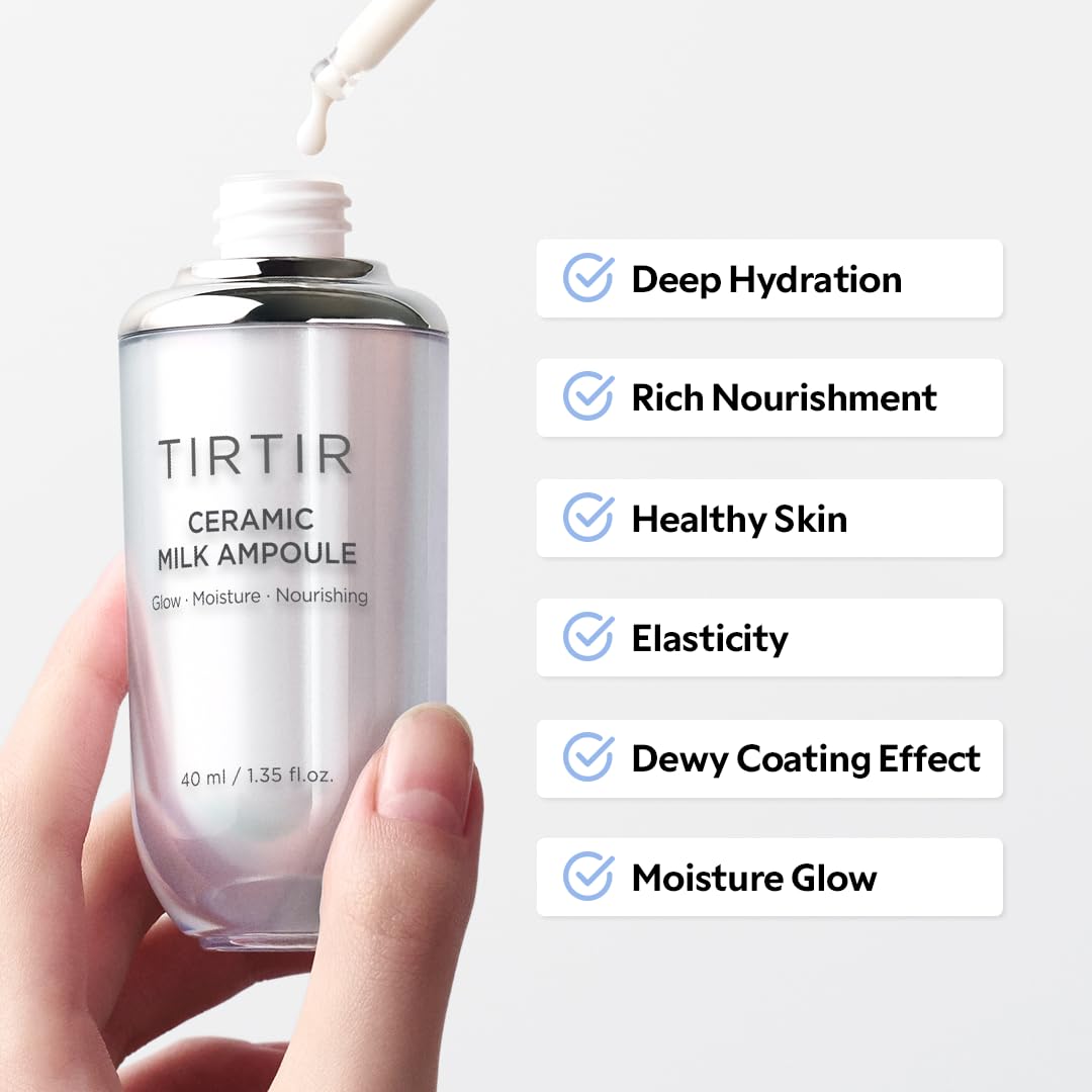 TIRTIR Sérum Céramique au Lait 30 ml sur fond blanc