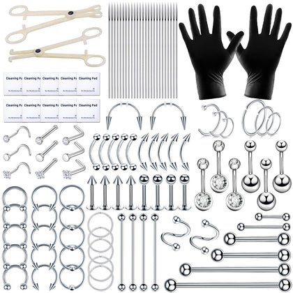 TKKUY kit de piercing complet 110 pièces avec outils et bijoux