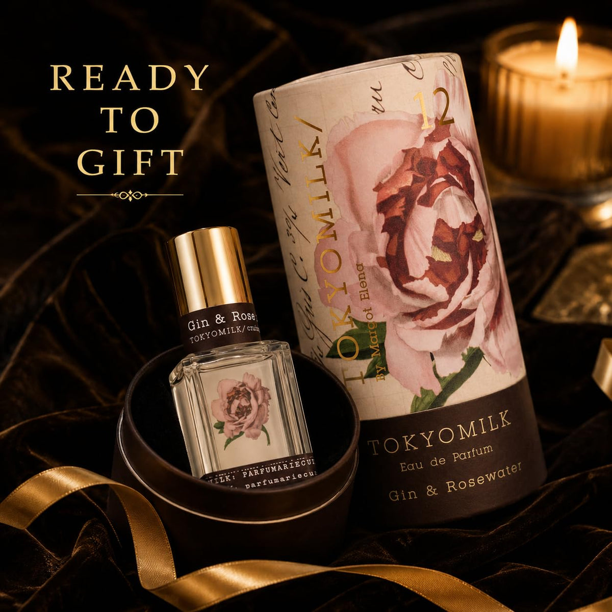 TOKYOMILK Eau de Parfum Gin & Rosewater sur fond blanc
