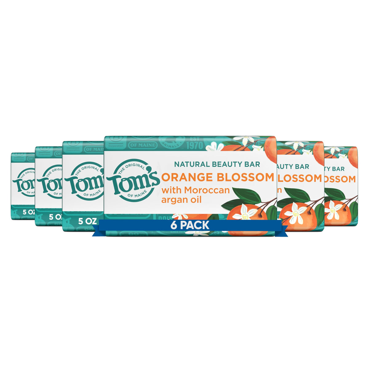 Tom's of Maine Savon de Beauté Naturel Fleur d'Orange, 6 barres de 142 g