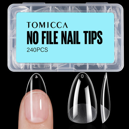 TOMICCA Pointes d'Ongles Amande Moyennes 240Pcs, vue de face