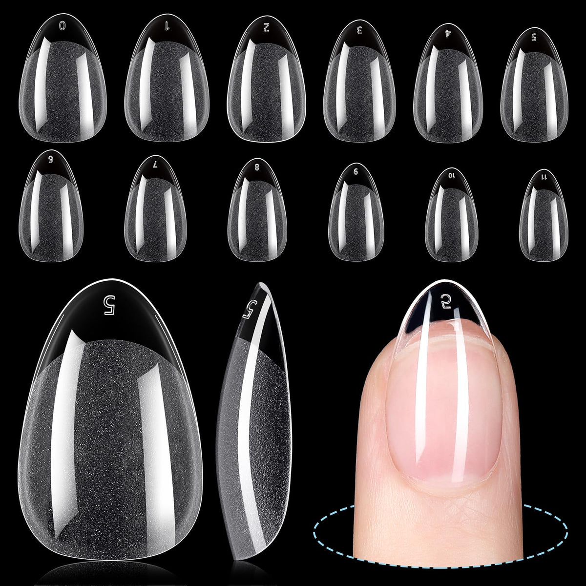TOMICCA tips d'ongles amandes courts, 192 pièces dans un emballage